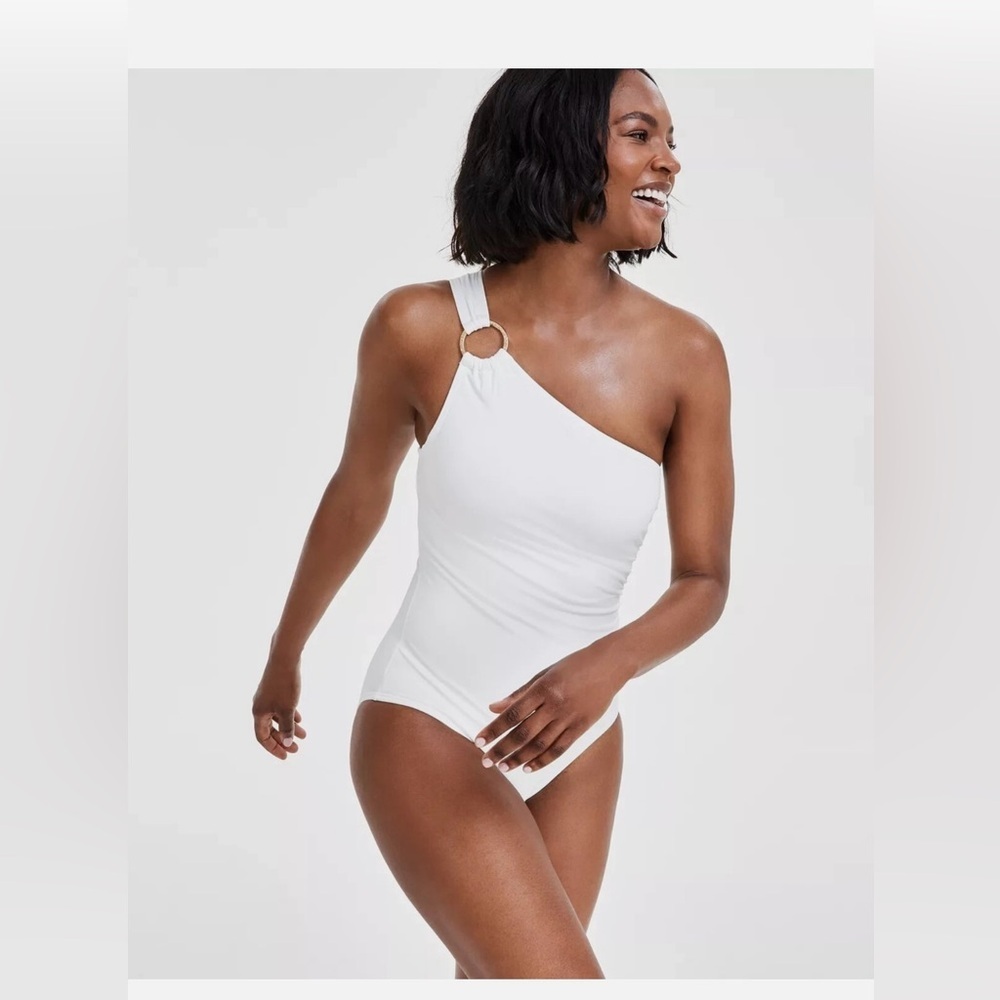 MICHAEL Michael Kors White One-Piece Swimsuit Asymmetrical Design